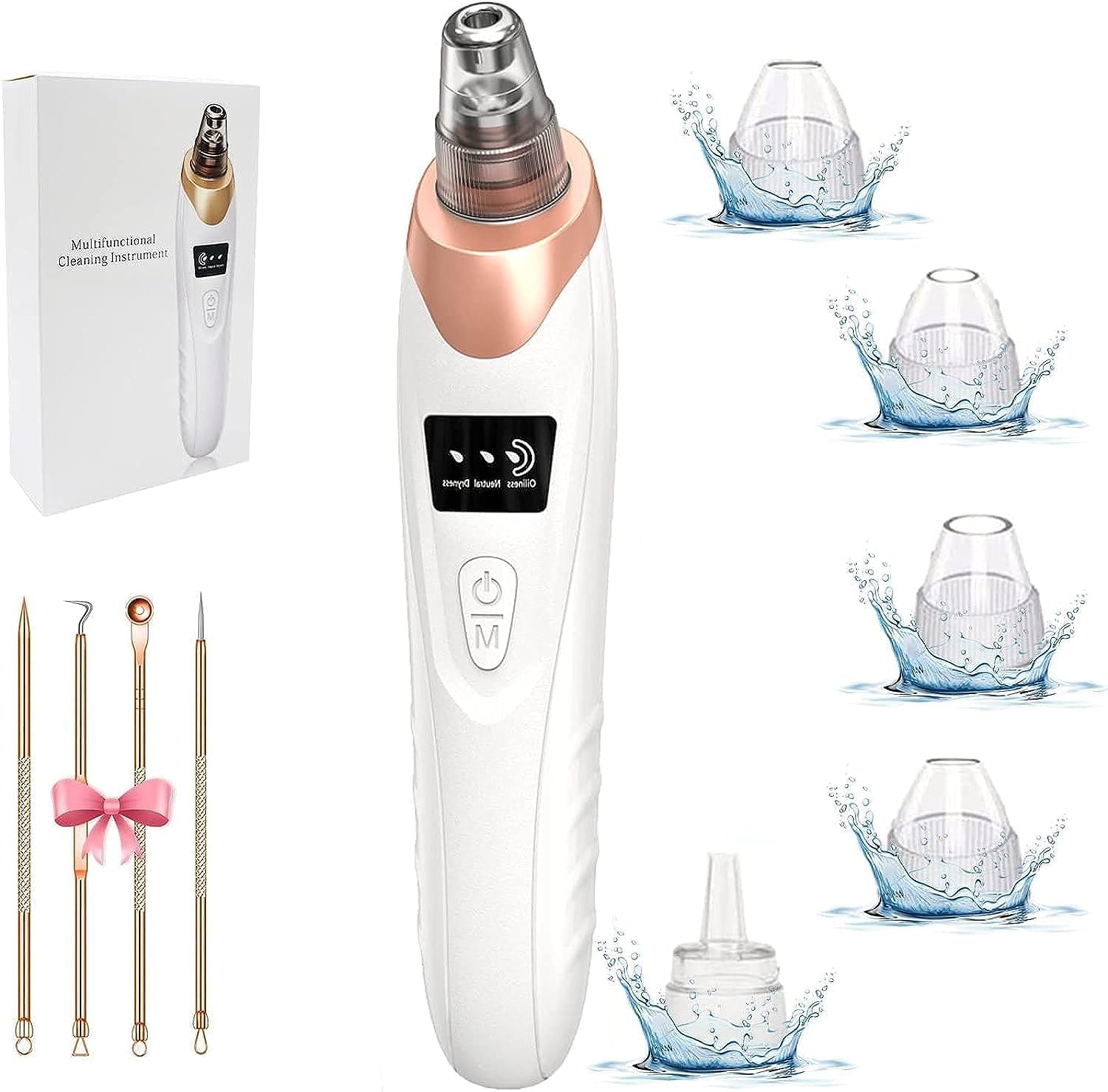 5 in 1 Facial Blackhead Vacuum Device Blackhead Removal Pore Cleaner for Face Suction Acne