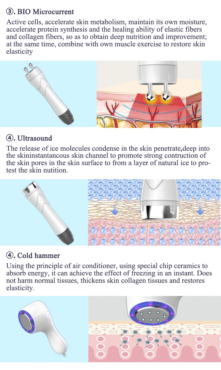 5 in 1 Desktop Hydro Bubble Water Dermabrasion Face Cleaning BIO Microcurrent Face Care Machine