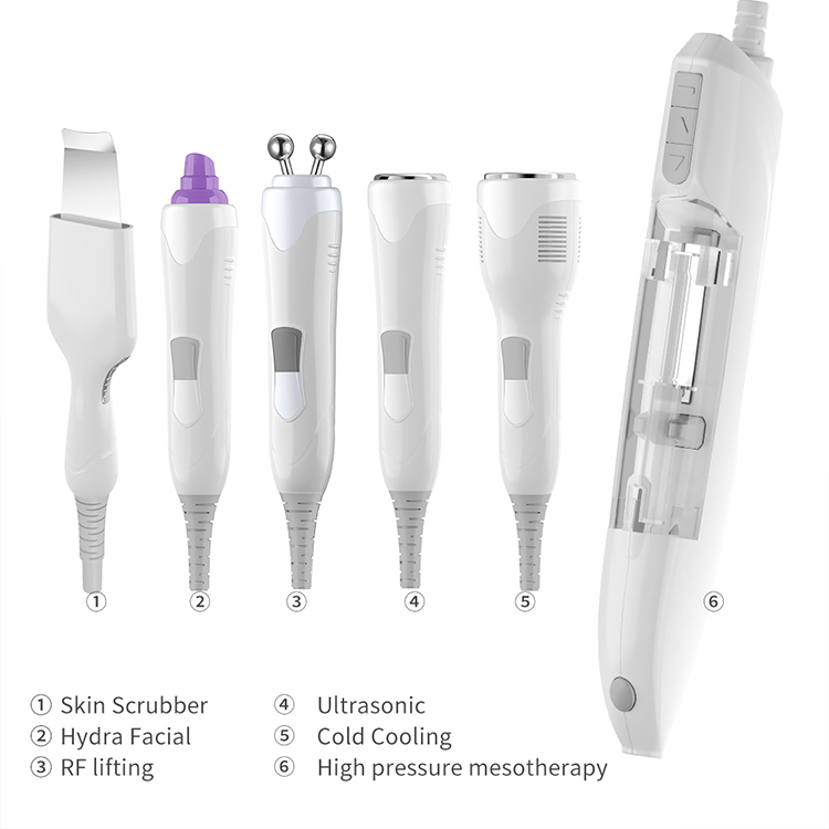 6-in-1 Needle-Free Hydra Oxygen Jet Facial Machine with Vacuum Technology for Hydrating &amp; Skin Whitening US/IT Plug Compatible