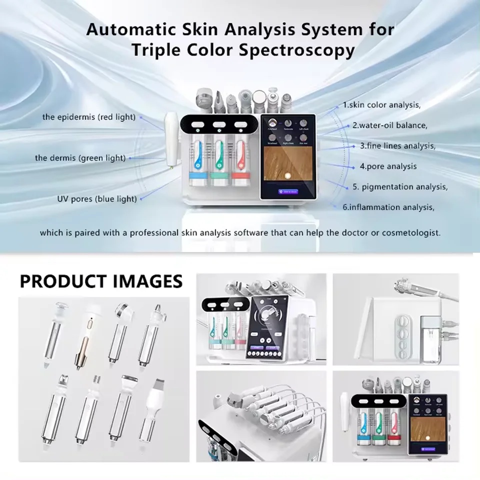 W05X 4.0 8 in 1 Small Bubble Hydro Skin Management Machine Water Oxygen Peeling Deep Cleansing Ultrasonic Beauty Device