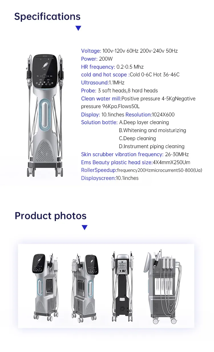 Hot Selling 9in1 Professional Hydro Baeuty Facial Machine with Oxygen Jet Peel Aqua Facial for Beauty Salon Skin Care Equipment