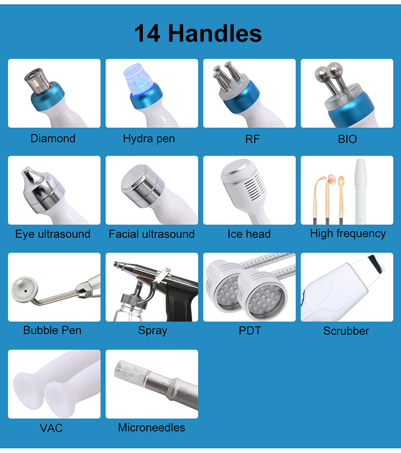 Portable Beauty Salon 14 in 1 Hydra Beauty Machine Microdermabrasion Hydro Facial Machine