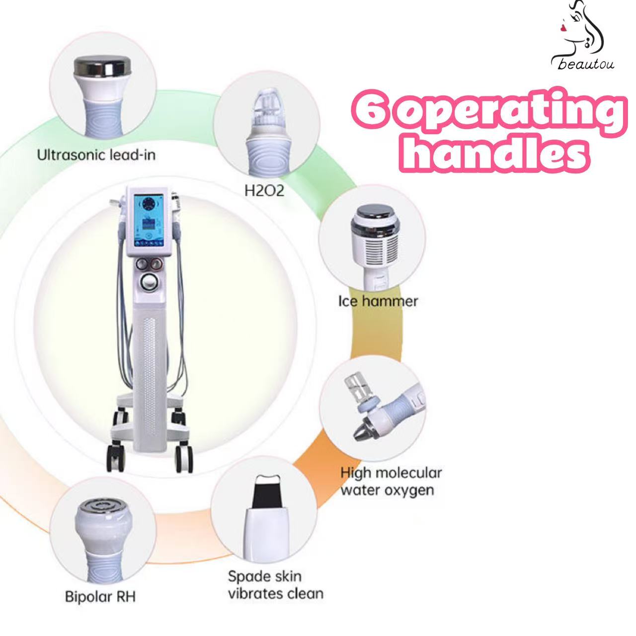 Beauty Salon Equipment 6-in-1 Oxygen Jet Peel Hydro Machine Touch Screen Skin Hydrodermabrasion Stainless Steel Face Treatment
