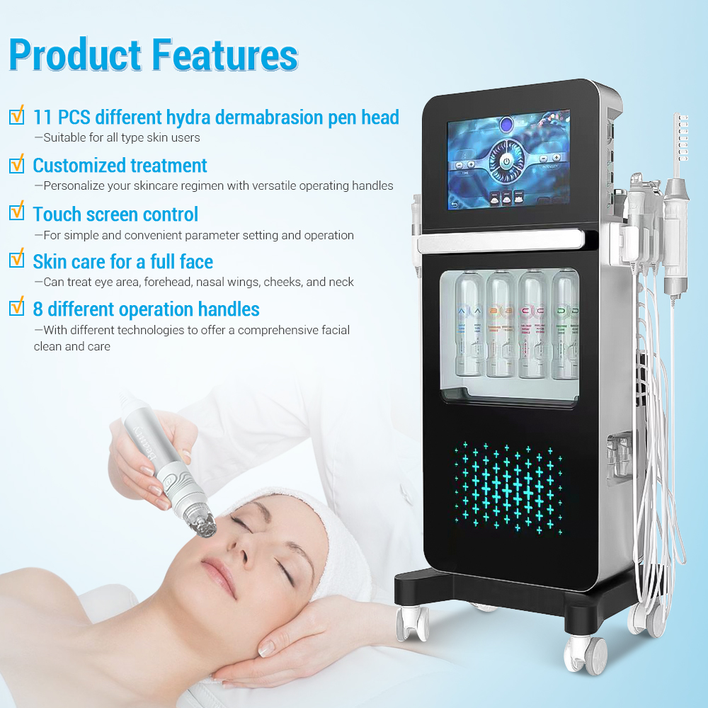 Newest Vertical 17 in 1 Blackhead Removal Hydra Oxygen Co2 Bubble Hydro Dermabrasion Facial Machine Professional