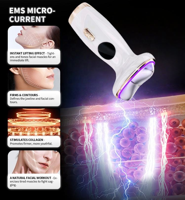 Private Label 7 in 1 Hot Cold Beauty Massager Multi-functional Anti-aging Machine Face Neck Wrinkle Removal Skin Lifting Device