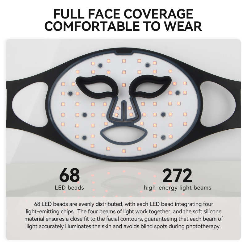 Custom Private Label 510K Wireless Home Use Beauty Red Light Therapy Infrared Light Eye Face Led Facial Mask