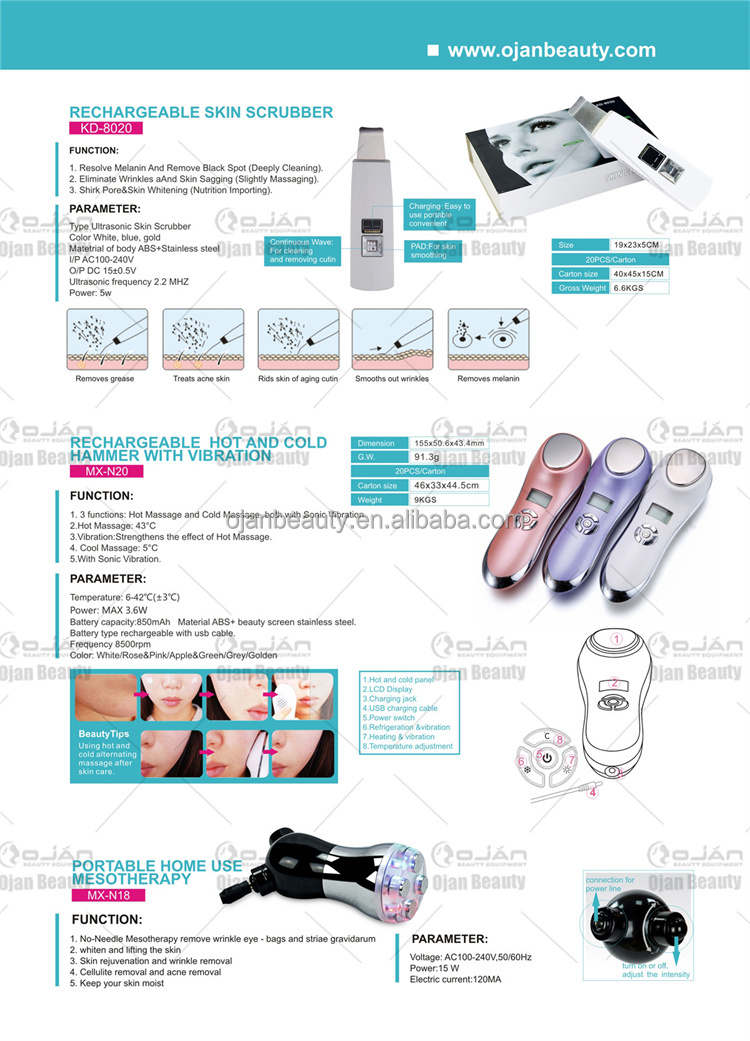 Cryo Facial Skin Cool Cryo-electroporation Beauty Machine/hot Cold Hammer Anti Aging Devices