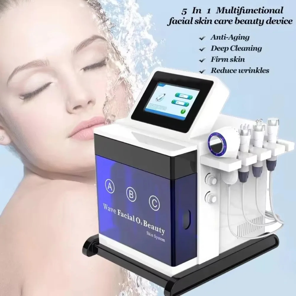 5 in 1 Desktop Hydro Bubble Water Dermabrasion Face Cleaning BIO Microcurrent Face Care Machine