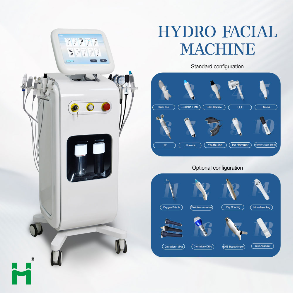 Professional Spa Ultrasonic Skin Rejuvenation Hydro Aqua Facial System with Dermabrasion Microdermabrasion and Jet Peel Therapy