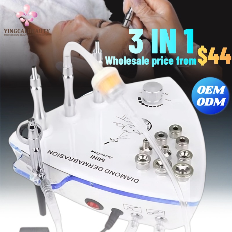 Portable Crystal Dermabrasion Kit Beauty Skin Device 3 in 1 Diamond Tip Microdermabrasion Vacuum Blackhead Facial Machine