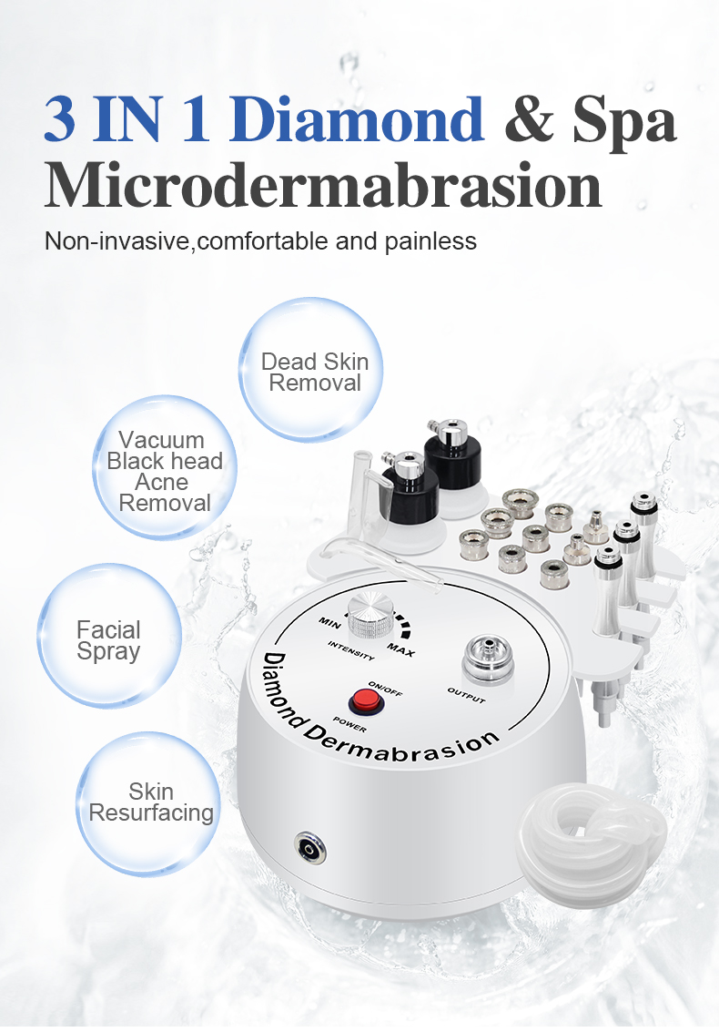 3 in 1 Facial Cleansing Peel Dermabrasion Machine Strong Diamond Microdermabrasion Device