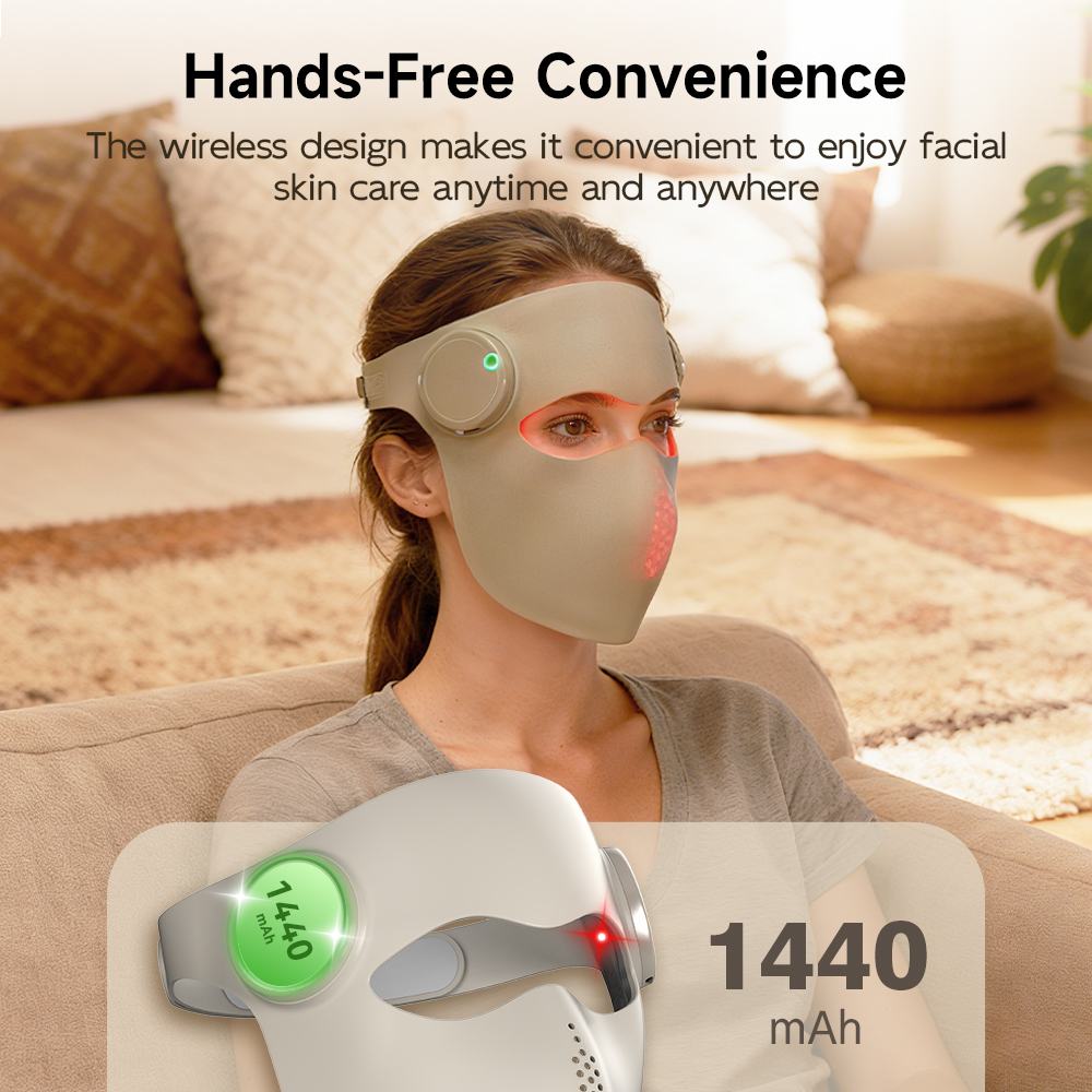 RedThera Wireless Red Light Therapy Mask Led Infrared Light Therapy Facial Mask For Face