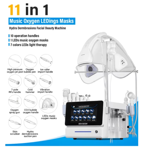 Portable 11in1 Oxygenation O2 Therapy Oxygen Facial Skin Jet Peeling Beauty Facial Machine