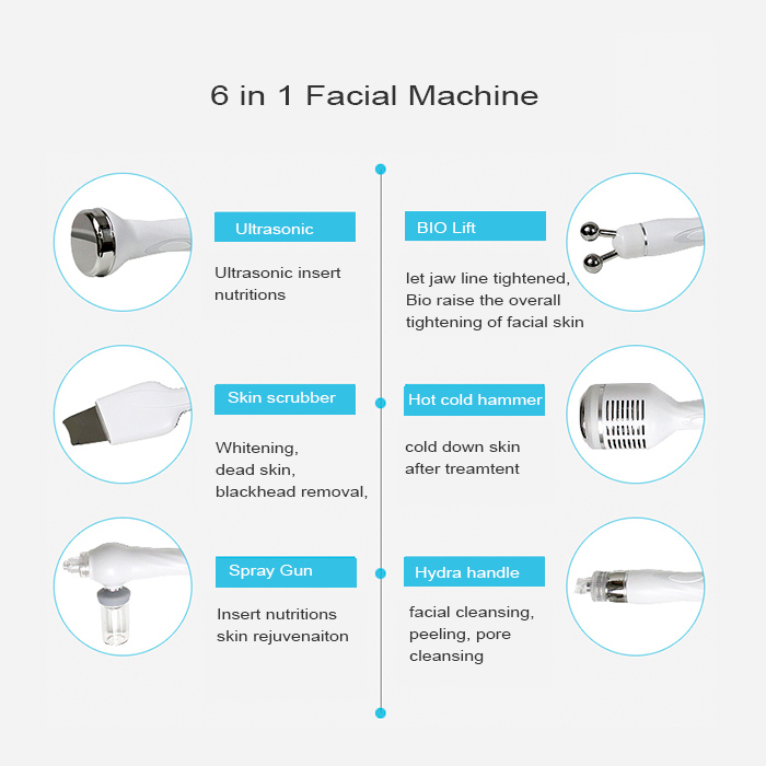 6 in 1 Multifunctional Exfoliator Aqua Peel Hydra Beauty Equipment Oxygen Portable Microdermabrasion Facial Machine