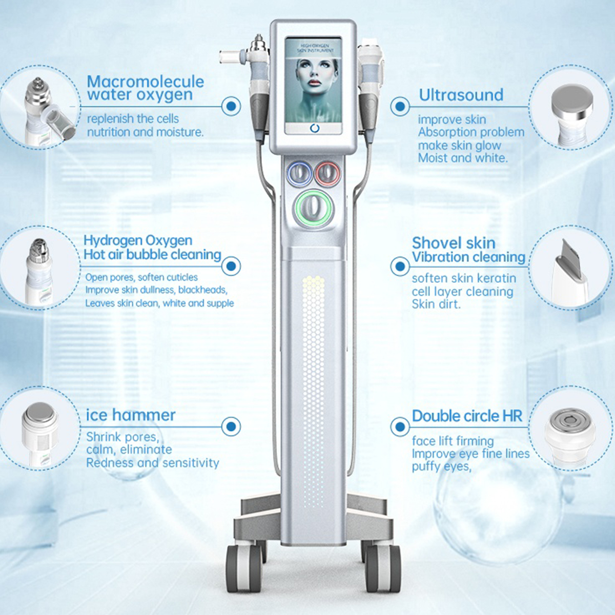 6 In 1 Water Oxygen Jet Ultrasonic Deep Cleaning Microdermabrasion Hydra Dermabrasion Facial Machine Aqua Peel Facial Machine