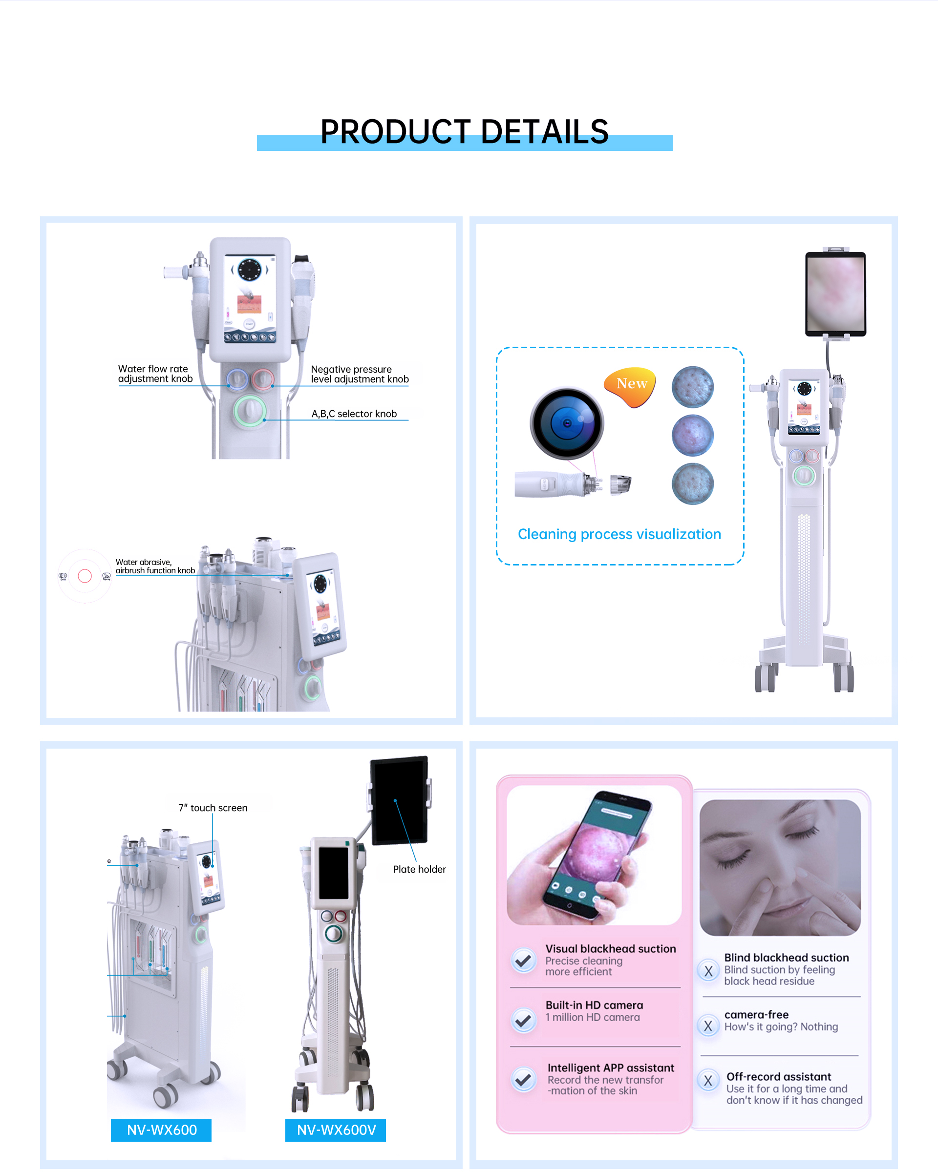 6 In 1 Water Oxygen Jet Ultrasonic Deep Cleaning Microdermabrasion Hydra Dermabrasion Facial Machine Aqua Peel Facial Machine