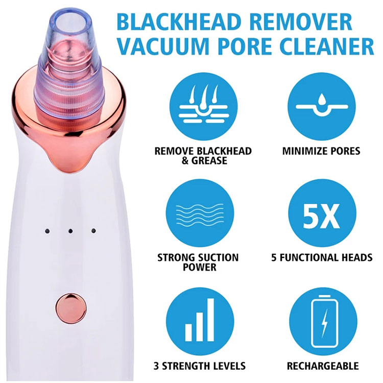 Professional Portable Electric Face Vacuum Suction Blackhead Cleaner Tool Rechargeable Vacuum Blackhead Remover Tools