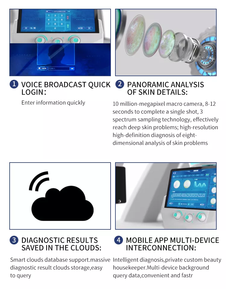 Portable Desktop CryoHydro Oxygen Smart Ice Blue Machine Microdermabrasion Facial Cleansing Skin Analysis Beauty Device