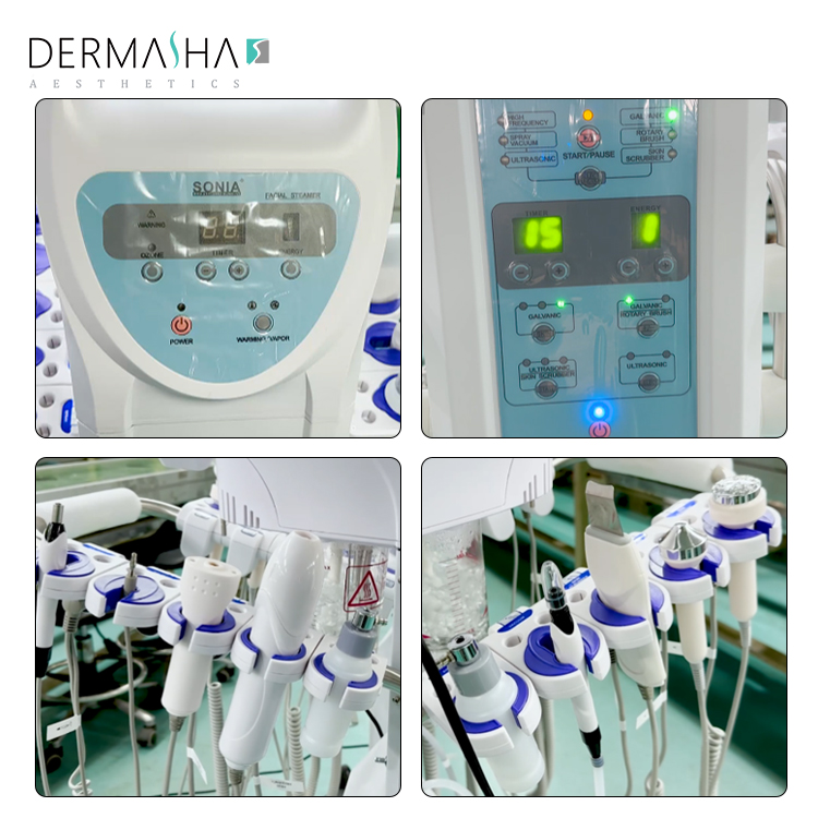9 In1 High Frequency Ultrasonic Facial Machine with Steamer Skin Tightening Anti Wrinkle Face Care Facial Therapy Equipment