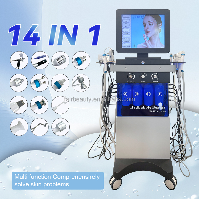 2026 NEW UPDATED 14 in 1 Hydrodermabrasion Face Care Spa Machine Oxygen Jet Water Bubbles H2O2 Facial Skin Cleaning Machine