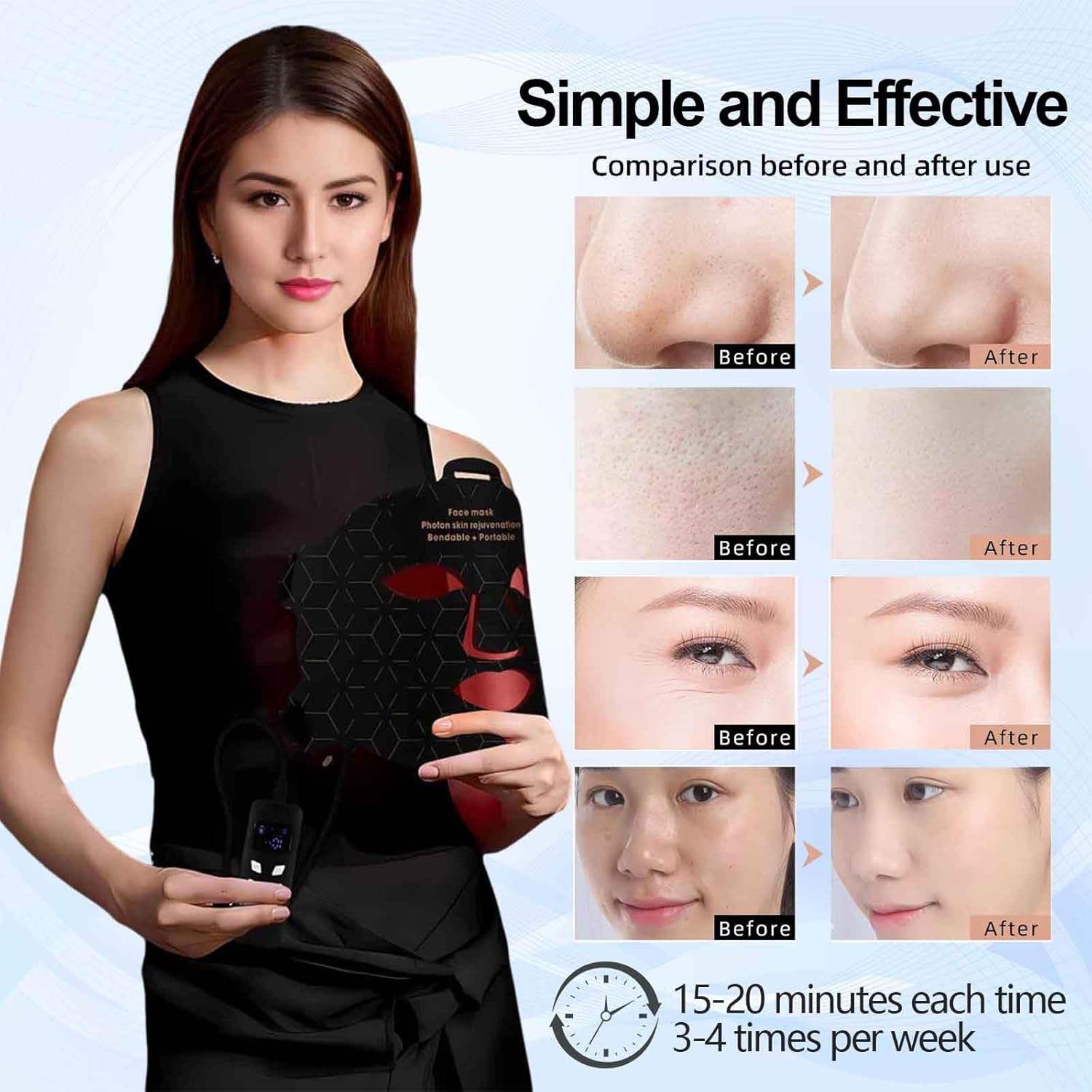 Professional LED Light Therapy Face Mask for Skin Care OEM Private Label Red Blue Light Facial Device US Stock