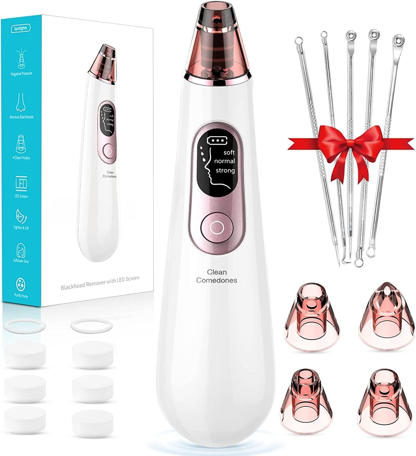 5 in 1 Facial Blackhead Vacuum Device Blackhead Removal Pore Cleaner for Face Suction Acne
