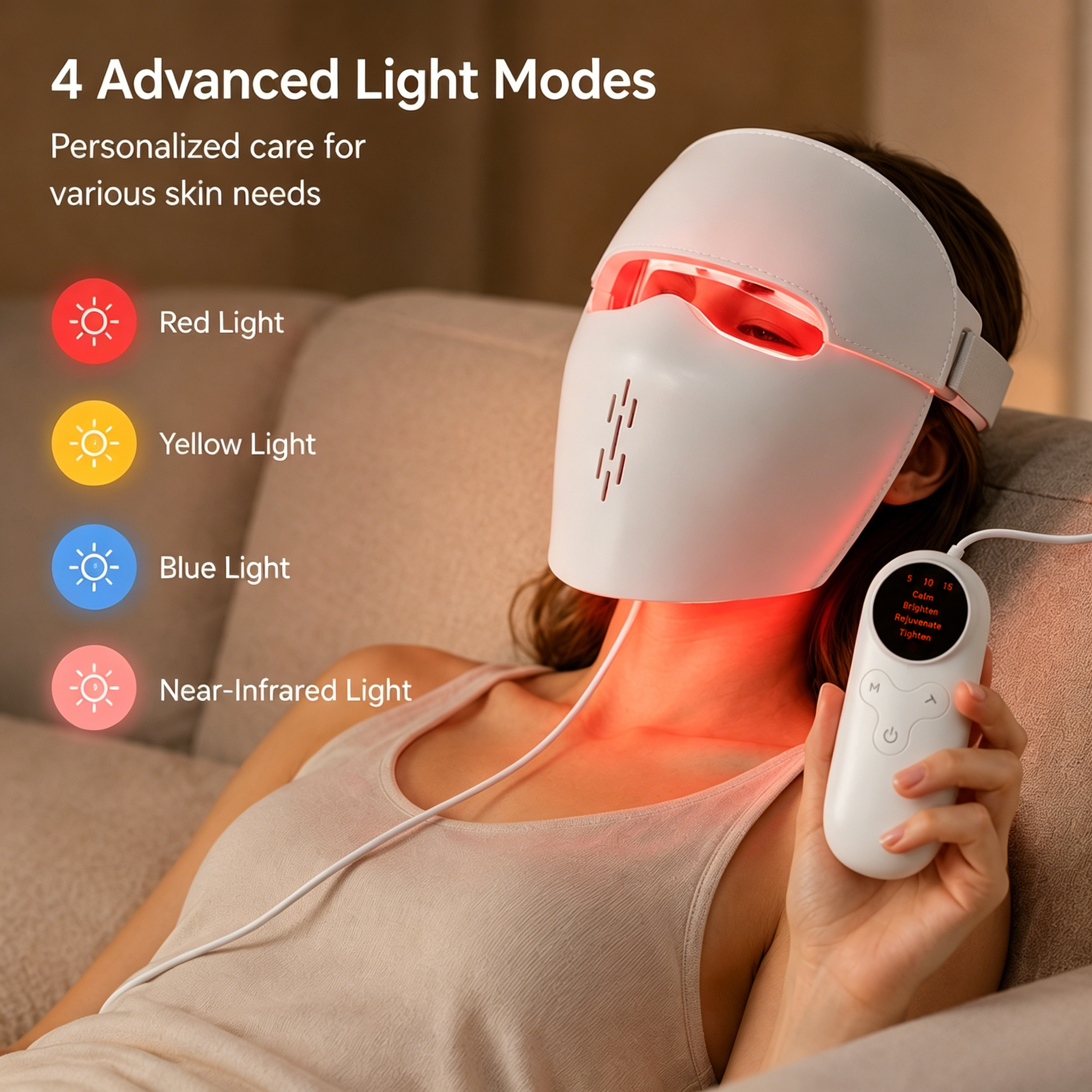 Premium Rechargeable LED Beauty Device 5D Facial Care Mask Portable Skin Routine Equipment