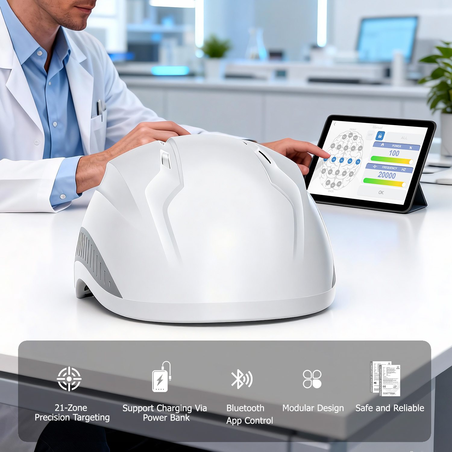Portable Near Infrared 810nm 1070nm LED Light Therapy Photobiomodulation Brain Helmet With APP Control System