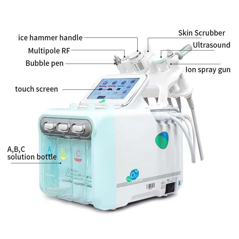 Portable Small Bubble hydro diamond facial Device 6 in 1 Aqua Peeling Water Dermabrasion Facial Cleaning Machine for Salon