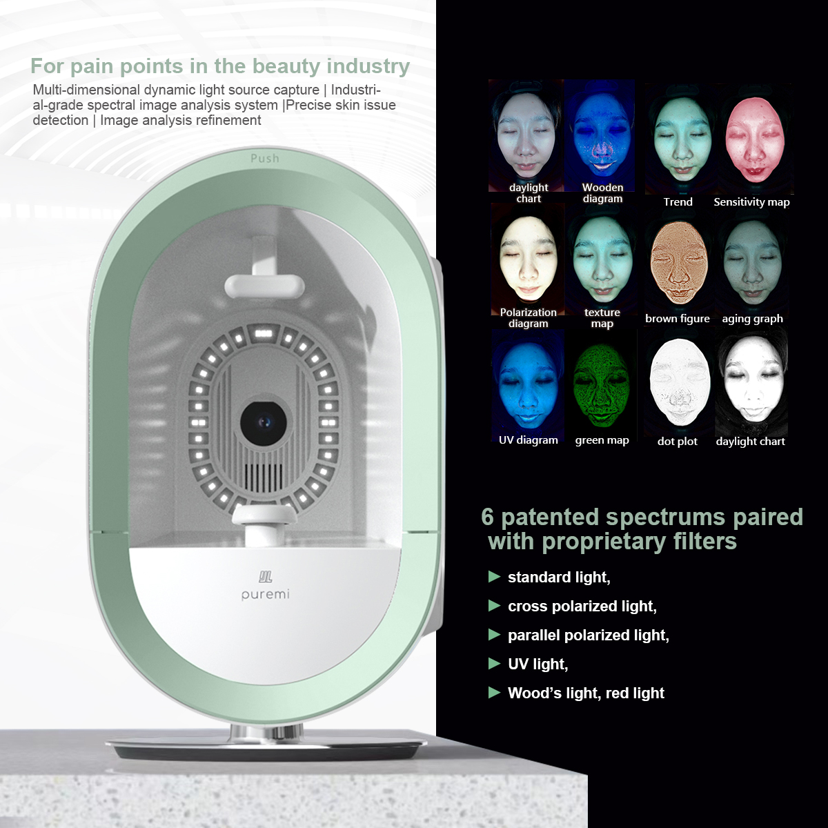 3D AI Face Visia Skin Analysis QR Code for Skin Test Report Skin Analyzer Machine