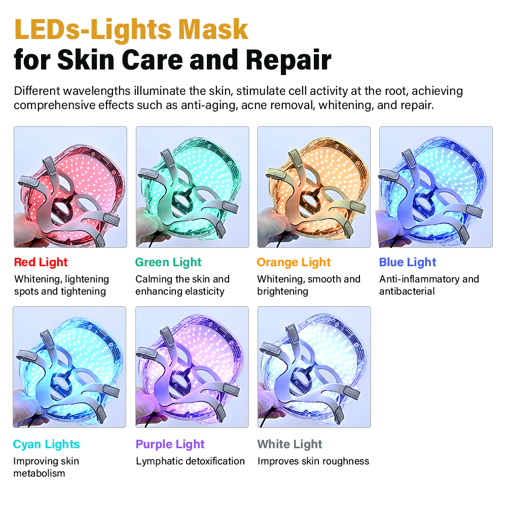 New Portable 7 in 1 Hydra Beauty Facial Machine Blackhead Removal Machine with LEDs-lights Mask