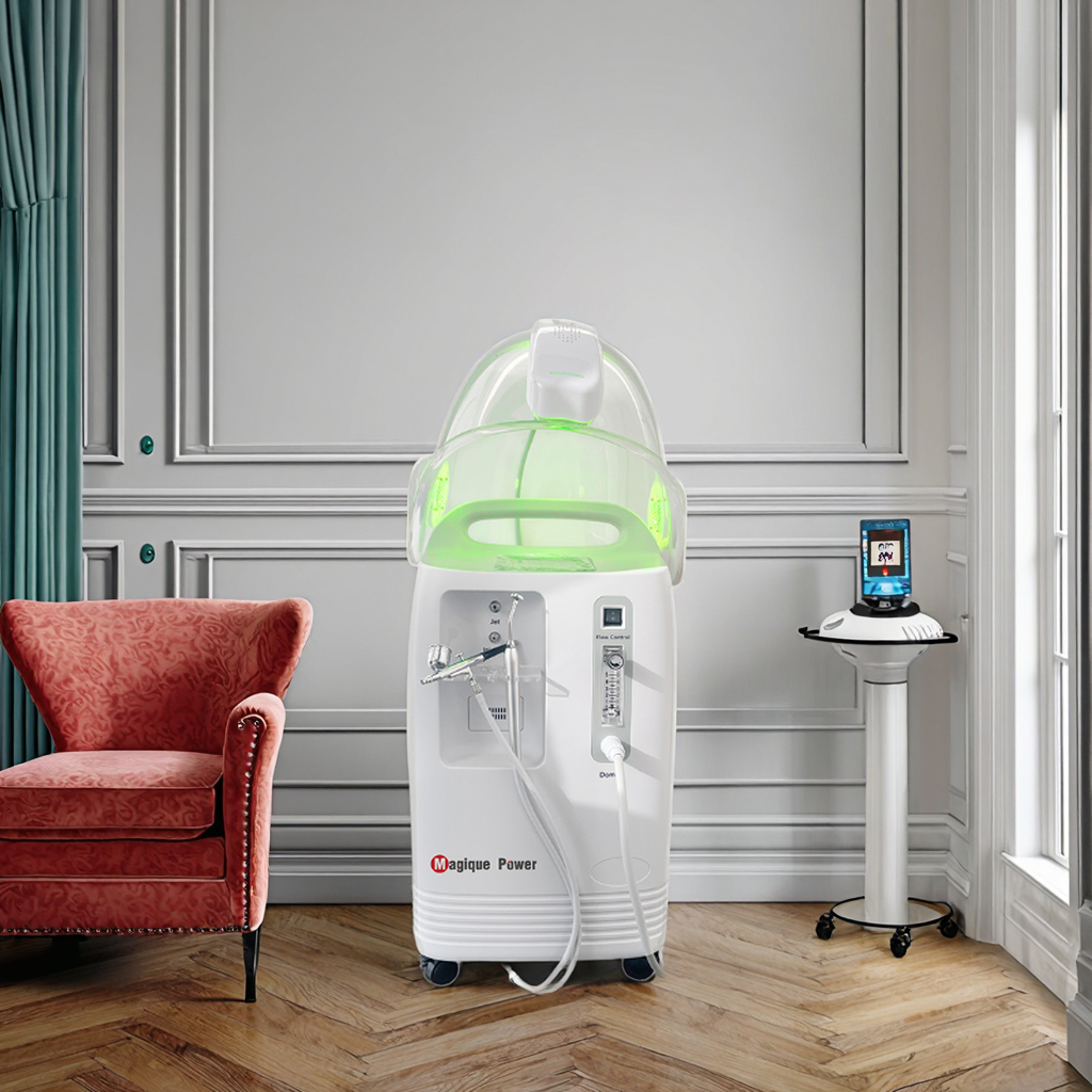 3 in 1 Spa Oxygen Jet Peel Facial Machine Mist Nano Oxygenation Dome O2 Oxygen Facial Machine