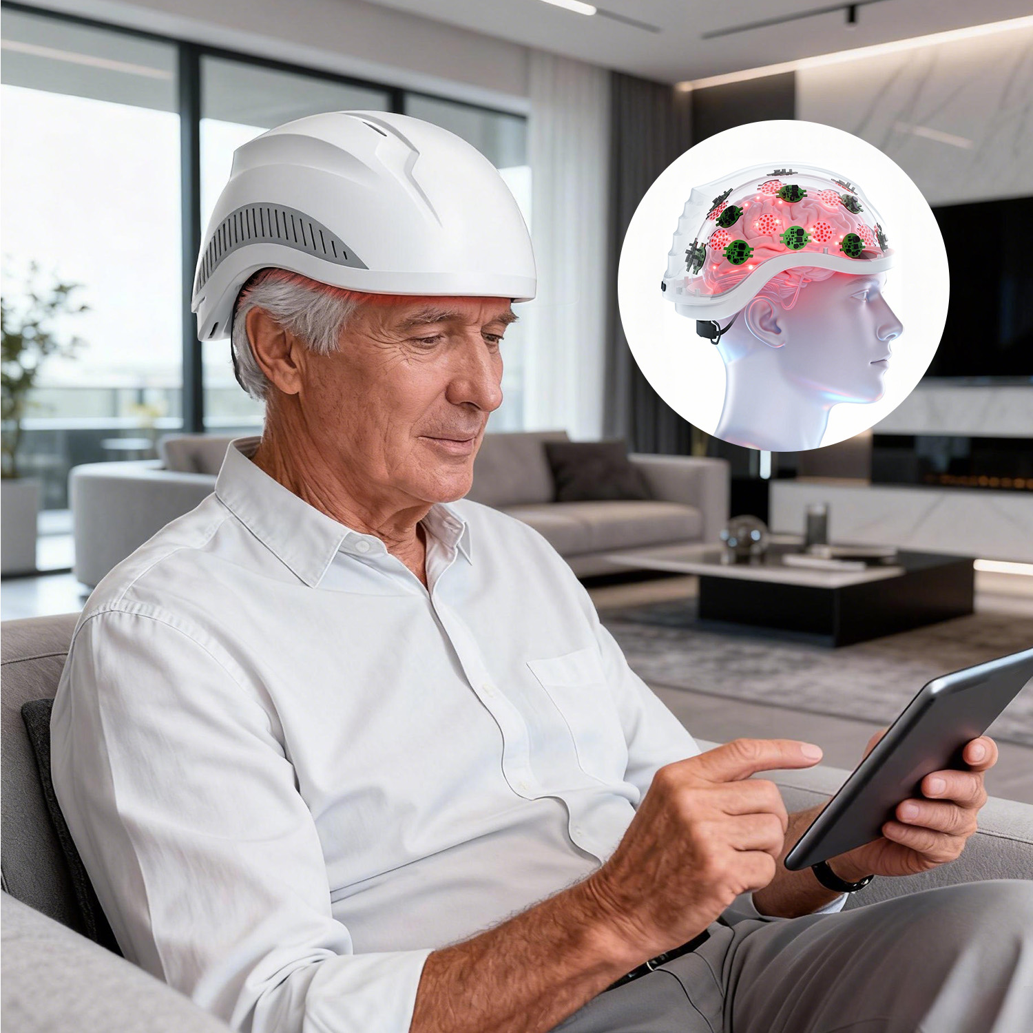 Portable Near Infrared 810nm 1070nm LED Light Therapy Photobiomodulation Brain Helmet With APP Control System