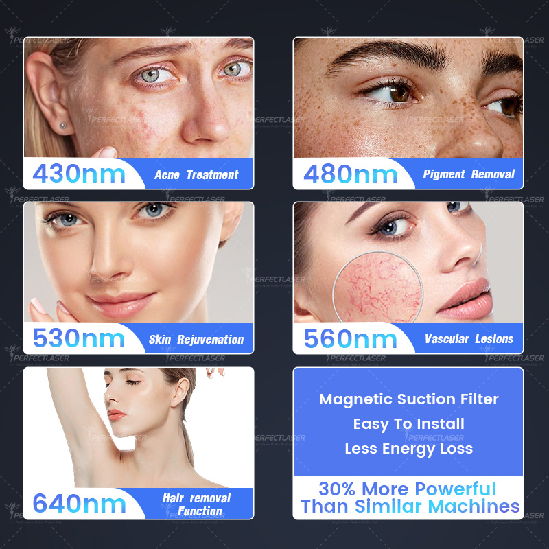 5 Filter Opt IPL E-Light Beauty System Hair Removal Skin Glow 1-50j 4K 15.6" LCD Sapphire Cooling Facial Care Equipment