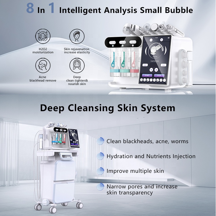 Newface Manufacturer Facial Hydrotion Oxygen Jet Professional Hydradermabrasion Skin Clean H2O2 8 in 1 Face Beauty Hydra Machine