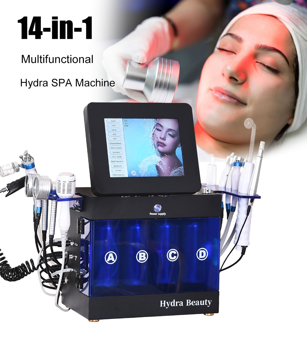 Portable Beauty Salon 14 in 1 Hydra Beauty Machine Microdermabrasion Hydro Facial Machine