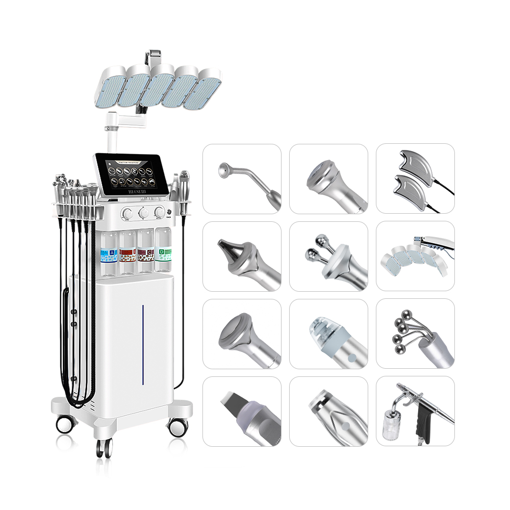 12 in 1 Multi Dimensional Blackhead Remover Vacuum Hydra Dermabrasion Facial Care Machine Professional with 360 Vortex Rotation