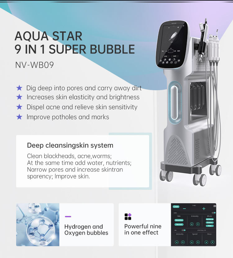 Hot Selling 9in1 Professional Hydro Baeuty Facial Machine with Oxygen Jet Peel Aqua Facial for Beauty Salon Skin Care Equipment