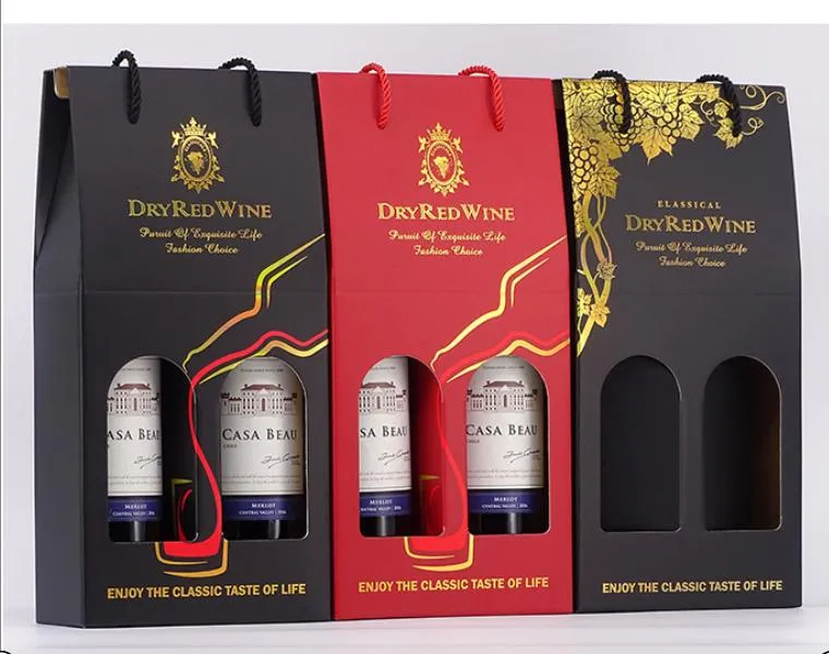 Custom Double and Single Red Wine Corrugated Paper Golden Hot Stamping Luxury Cardboard Paper Magnetic Liquor Gift Packaging Box