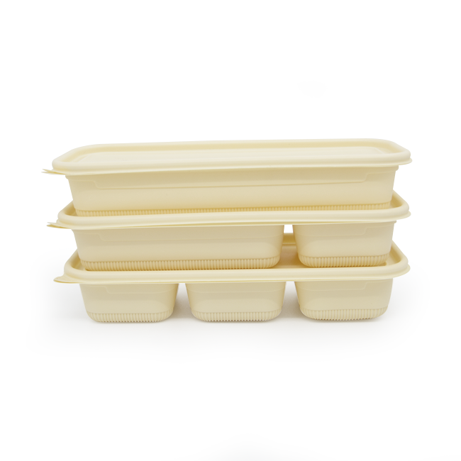 Biodegradable Corn Starch 2 Compartment Microwave Safe Waterproof &amp; Oilproof Disposable Lunch Box with Lid