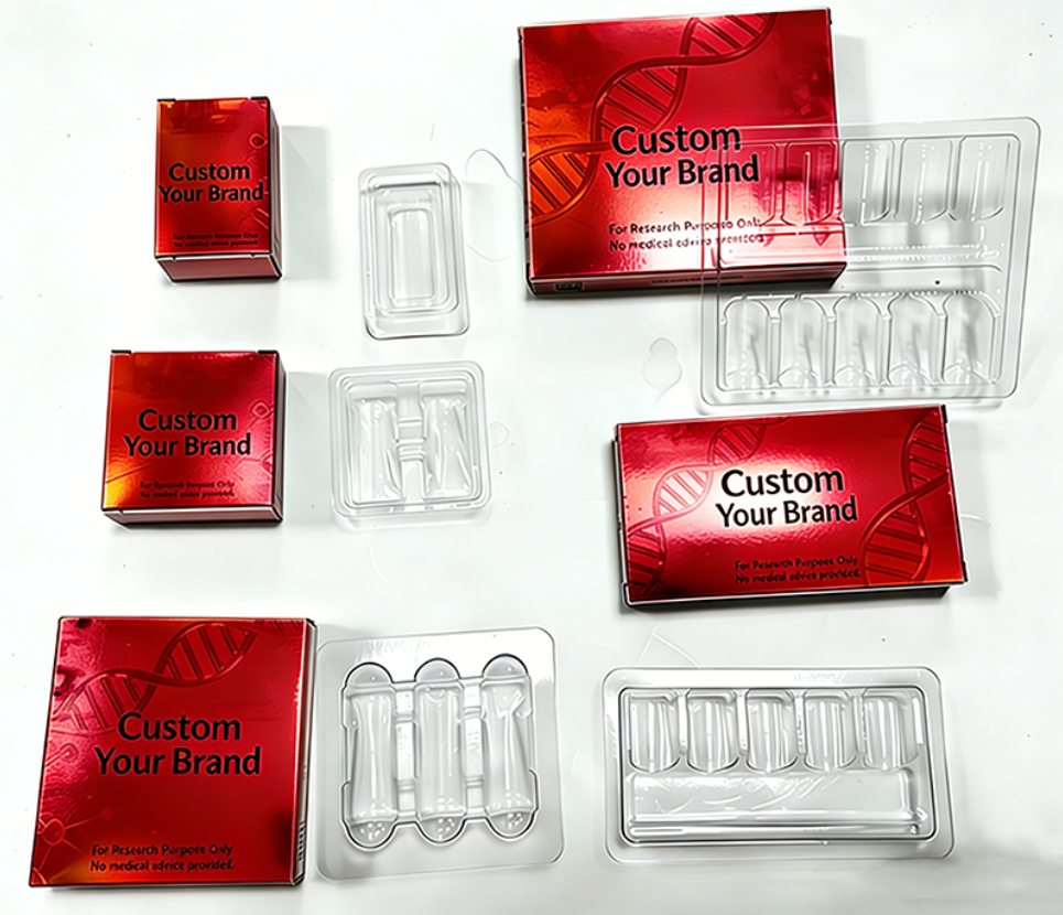 Custom Logo Free Design Waterproof Medicine Packaging 3ml/10ml Label Peptide Box Pill 1pack 2Vials Folders Holographic Box