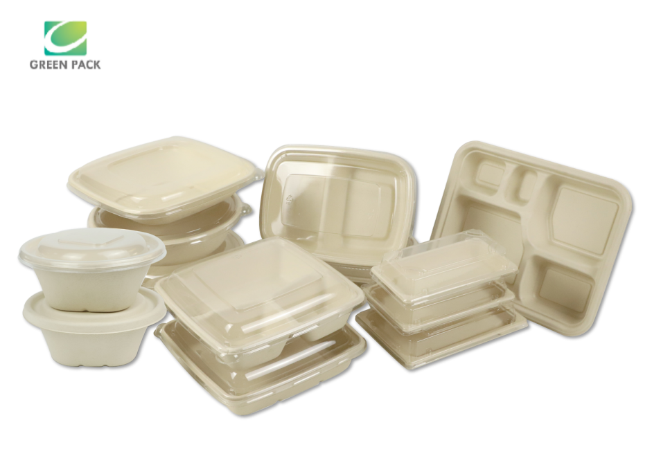 Disposable Bagasse Biodegradable Takeaway Customized Compostable Container Paper Food Packaging