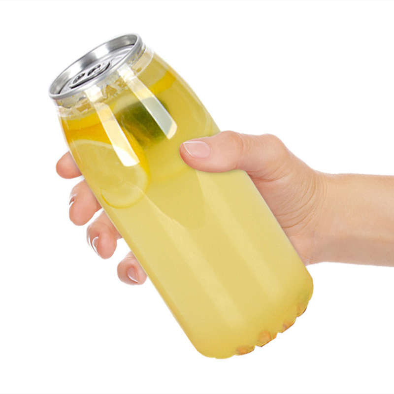 Custom Logo PET Pull-ring Plastic Bottles 300ml/500ml/650ml Beverage Clear Plastic Can For Soda Juice Water Cream Packaging