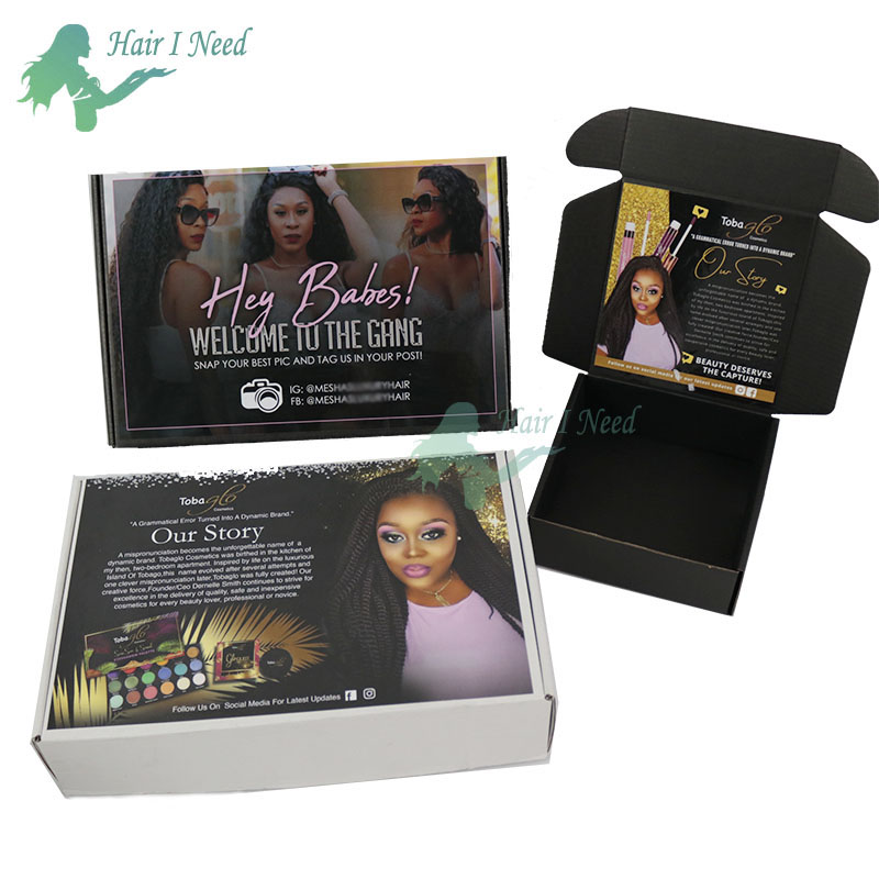 Folding Custom logo Printing Corrugated Shipping Boxes Mail Box for Human Hair Weave