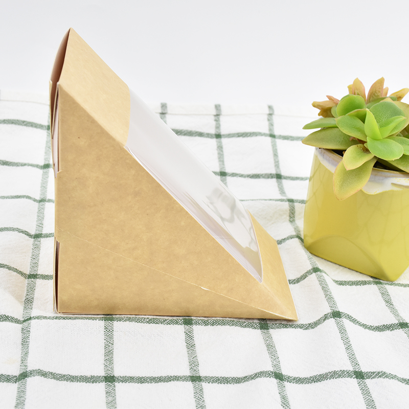 Biodegradable Compostable Food Grade Kraft Paper Sandwich Box Packaging Disposable Natural/Brown Customizable