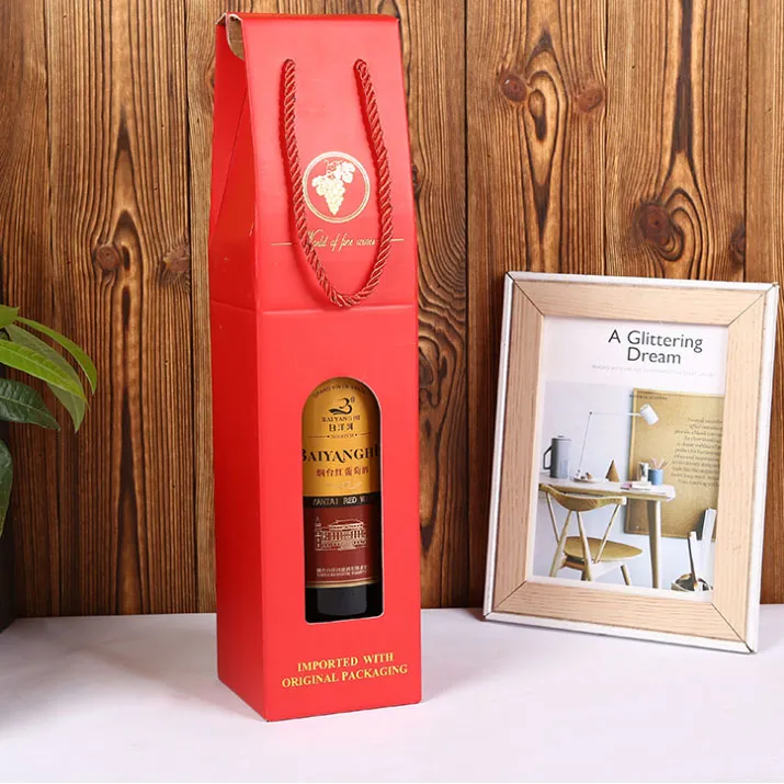 Custom Double and Single Red Wine Corrugated Paper Golden Hot Stamping Luxury Cardboard Paper Magnetic Liquor Gift Packaging Box