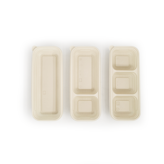 Biodegradable Corn Starch 2 Compartment Microwave Safe Waterproof &amp; Oilproof Disposable Lunch Box with Lid