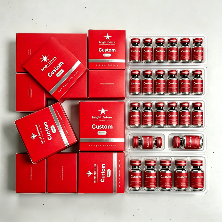Custom Logo Free Design Waterproof Medicine Packaging 3ml/10ml Label Peptide Box Pill 1pack 2Vials Folders Holographic Box