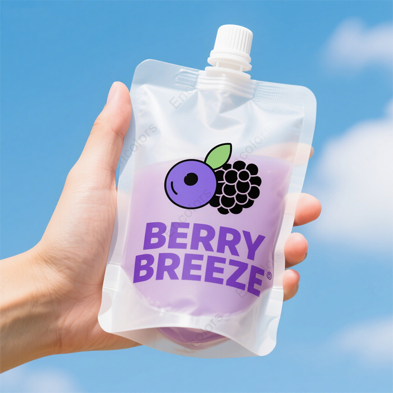 Custom Printed Plastic Refill Liquid Spout Bags Fruit Juice Alcoholic Liquids Reusable Food Stand Corner Mineral Water