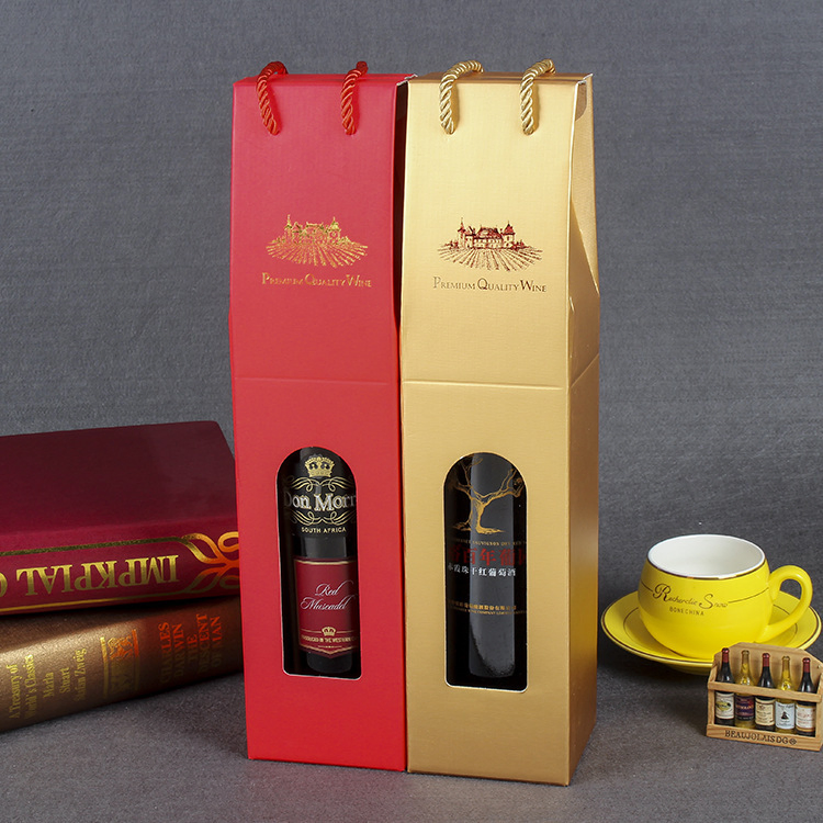 Wholesale Custom Luxury Color Printing Gold Red Black Corrugated Wine Foldable Paper Gift Packaging Foldable and Cardboard Packaging Liquor Portable Carton Box